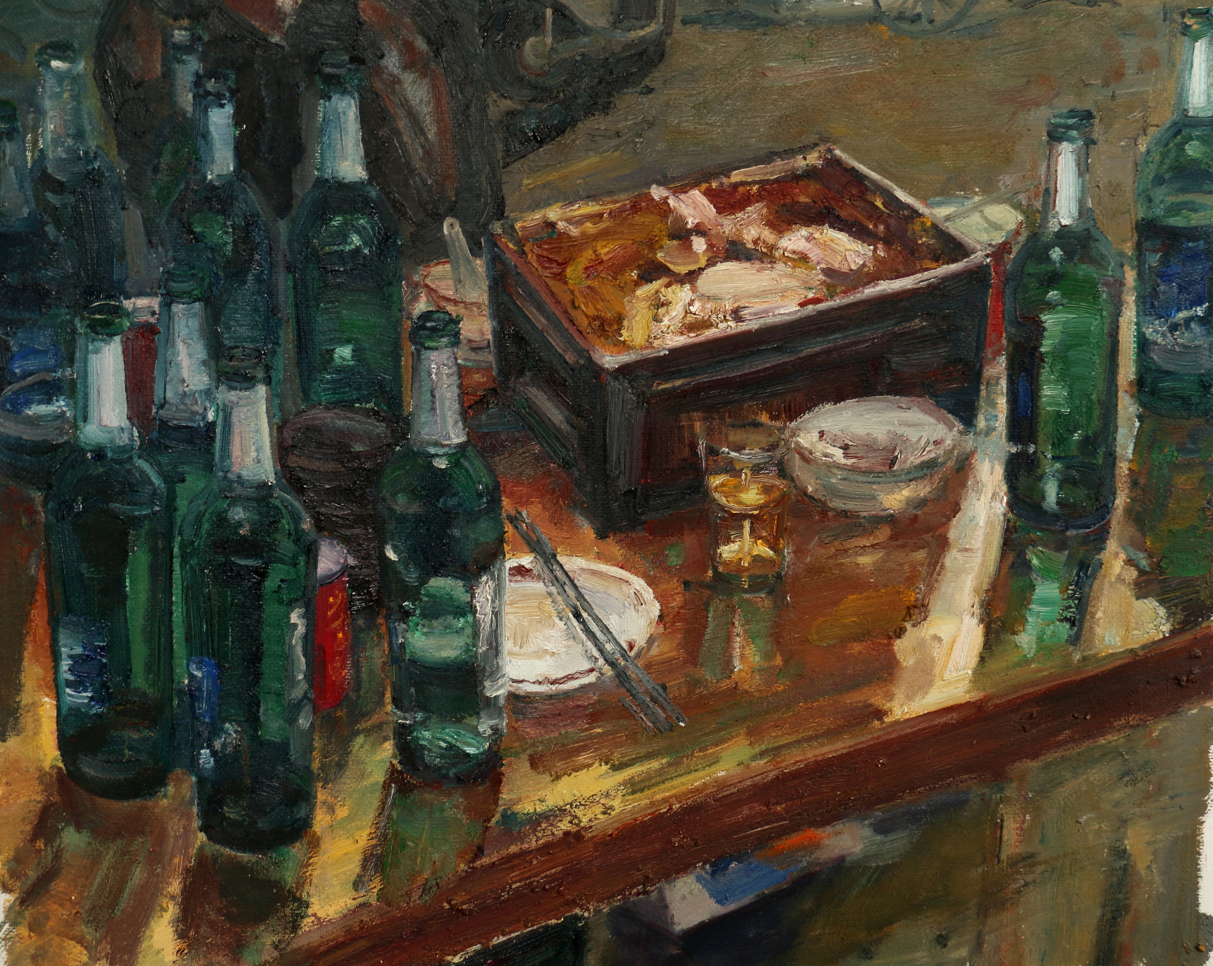 2009级美术学专业李平洋-&mdash;&mdash;油画作品《酒瓶》